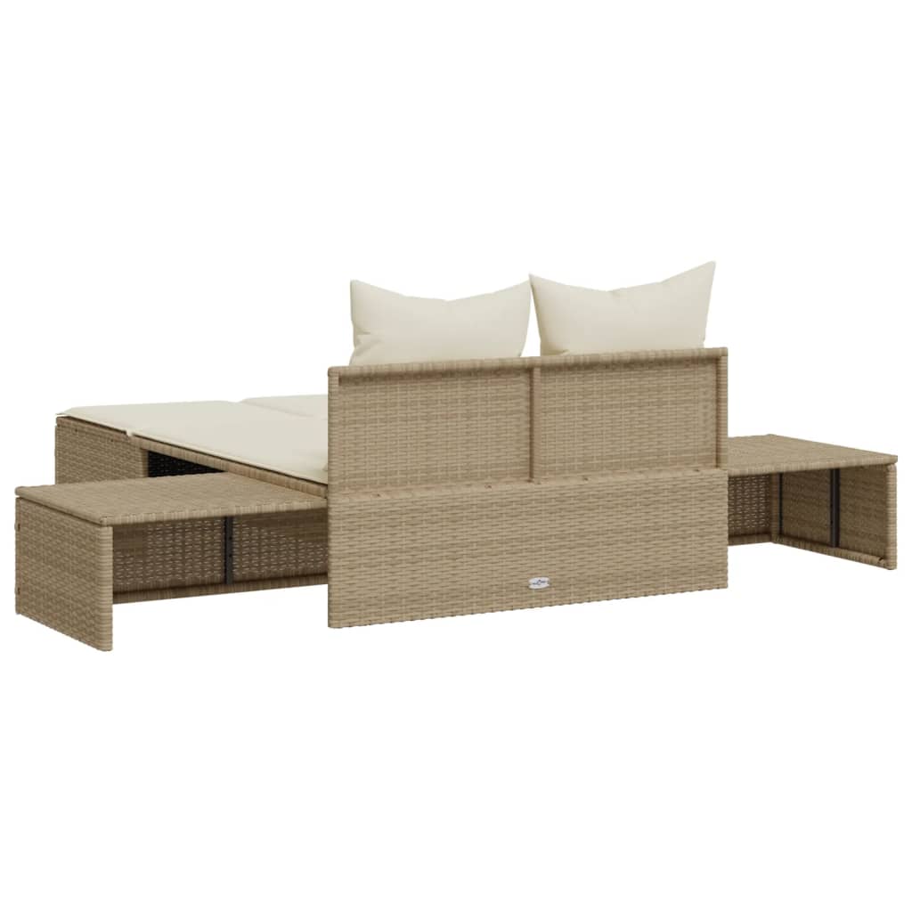 solseng med hynder polyrattan beige