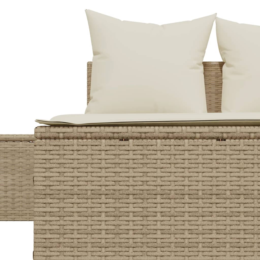 solseng med hynder polyrattan beige