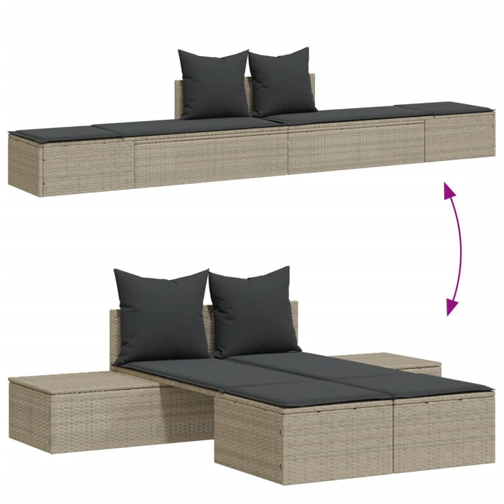 solseng med hynder polyrattan lysegrå
