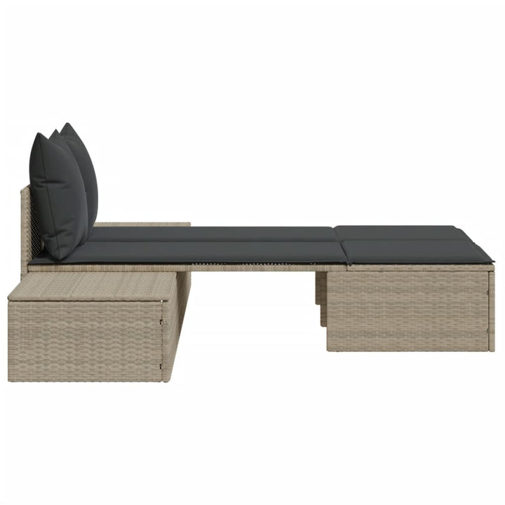 solseng med hynder polyrattan lysegrå