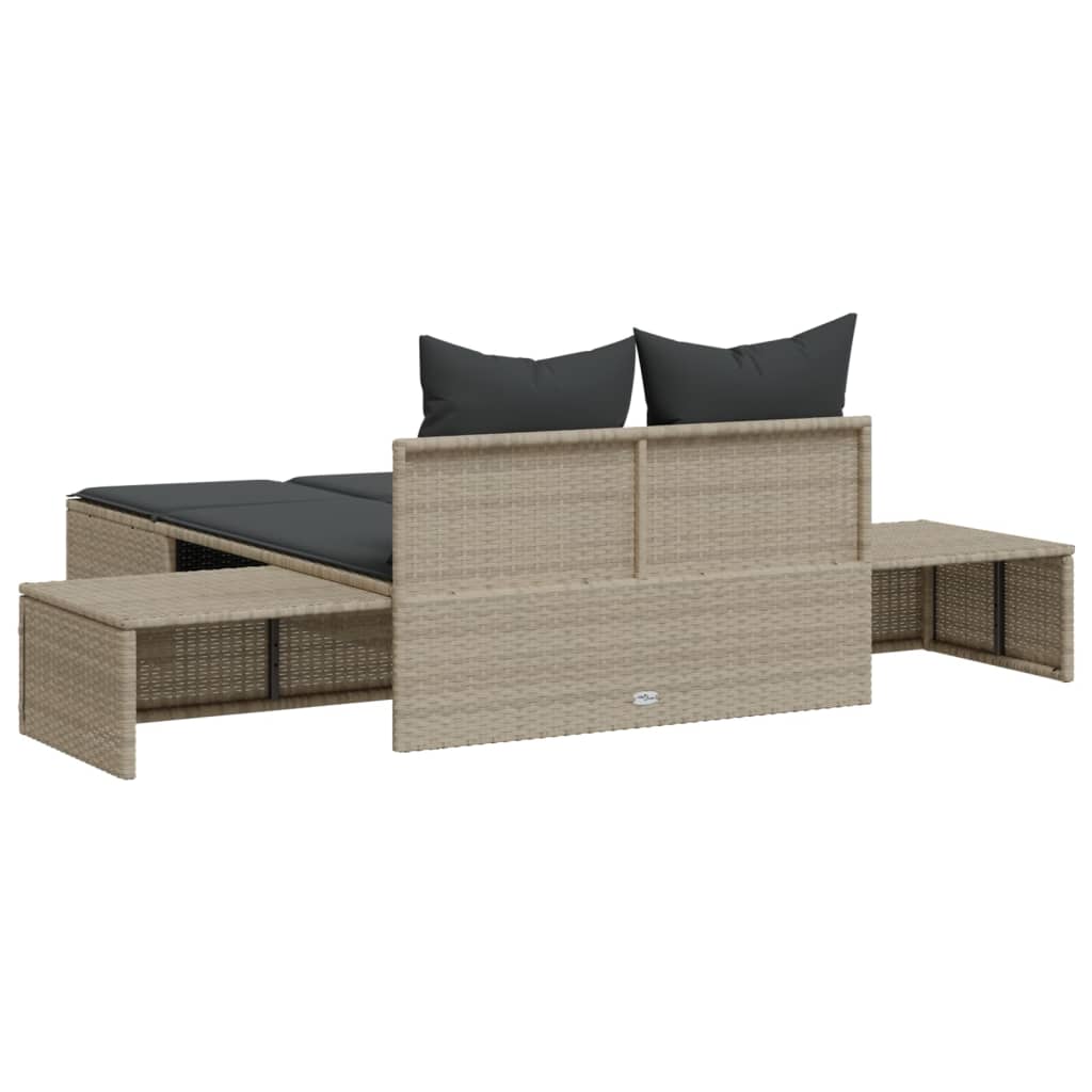 solseng med hynder polyrattan lysegrå