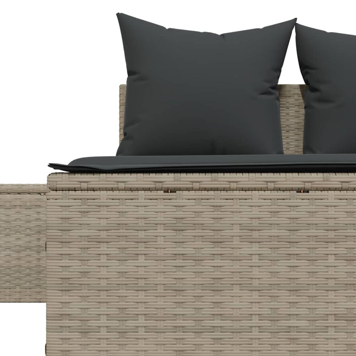 solseng med hynder polyrattan lysegrå