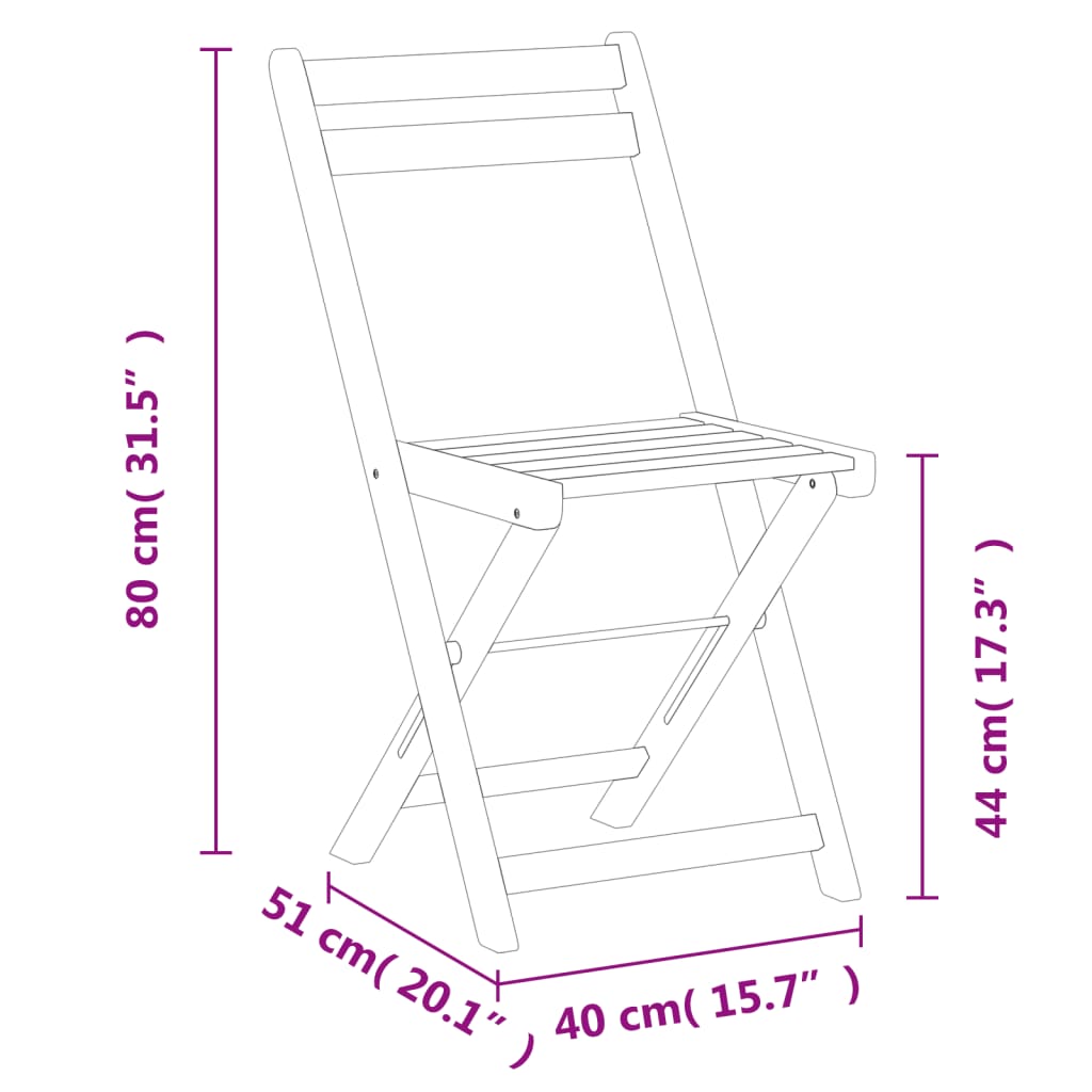 foldbare bistrostole 4 stk. massivt akacietræ