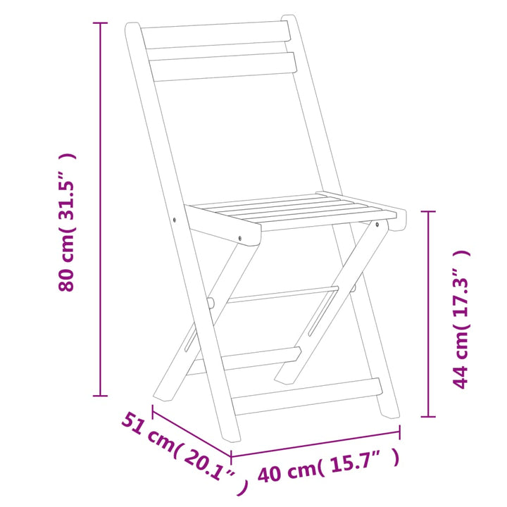 foldbare bistrostole 4 stk. massivt akacietræ