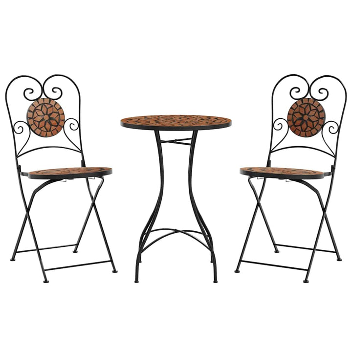 bistrosæt med mosaikdesign jern og keramik terrakotta
