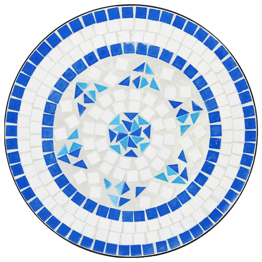 bistrosæt med mosaikdesign jern og keramik blå og hvid
