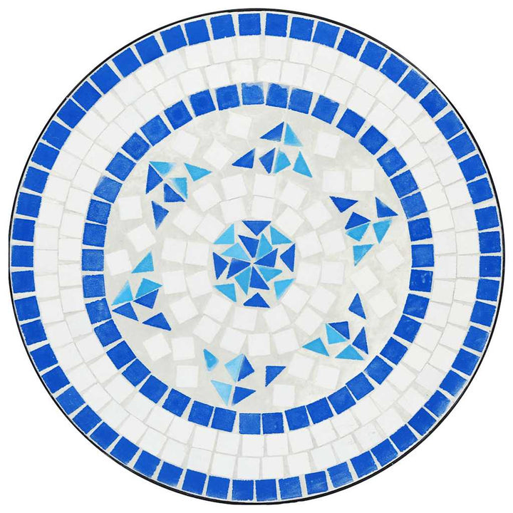 bistrosæt med mosaikdesign jern og keramik blå og hvid