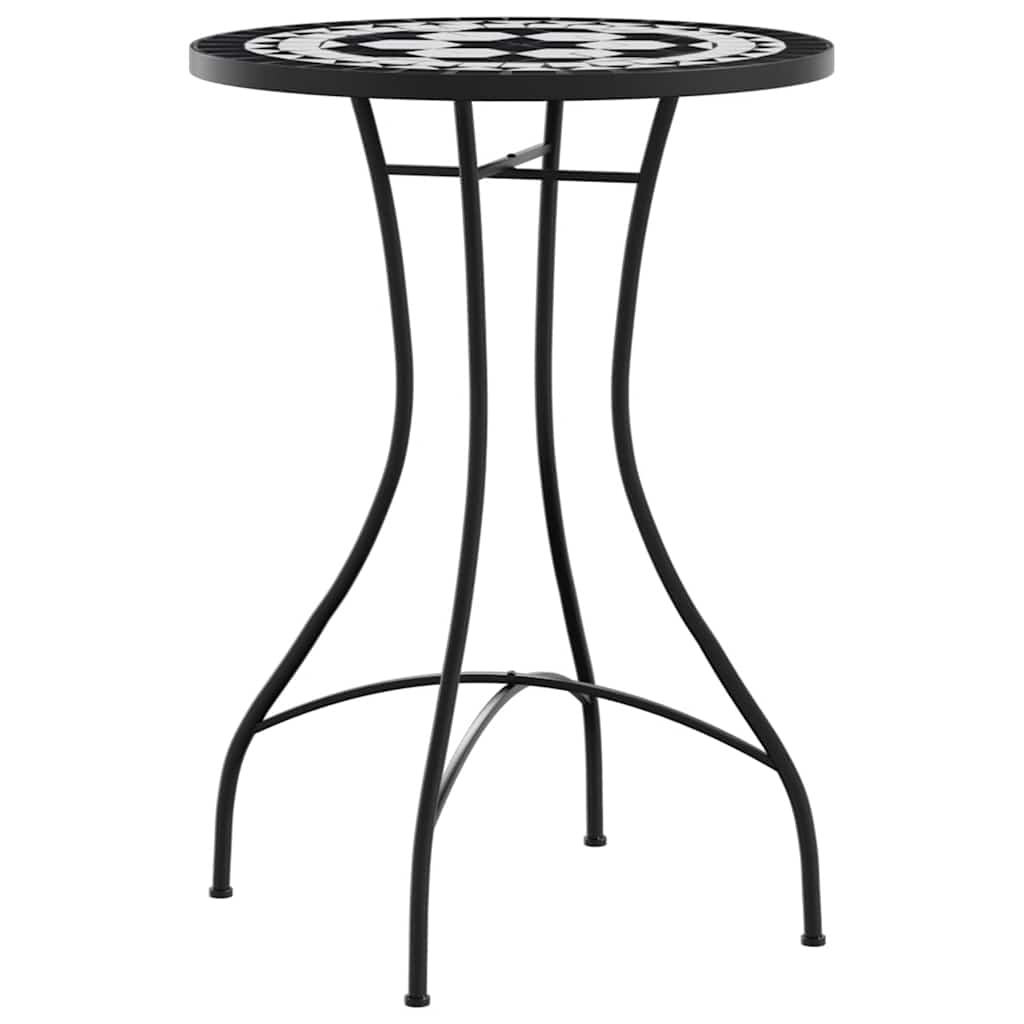 bistrosæt med mosaikdesign jern og keramik sort og hvid