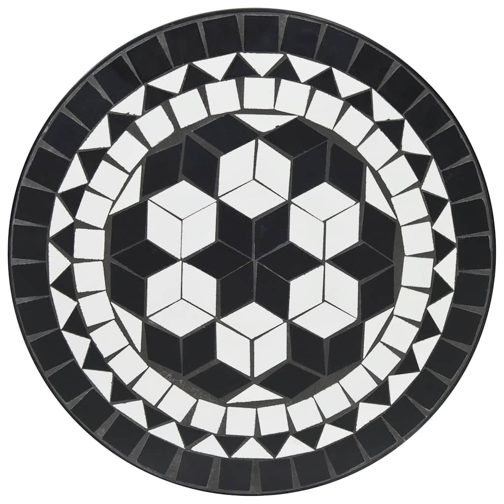 bistrosæt med mosaikdesign jern og keramik sort og hvid