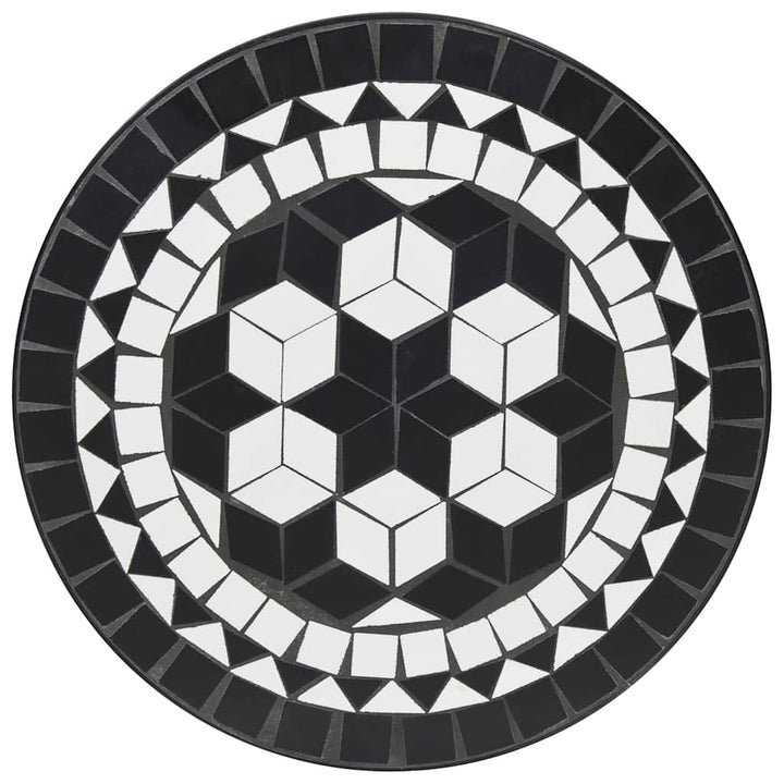 bistrosæt med mosaikdesign jern og keramik sort og hvid
