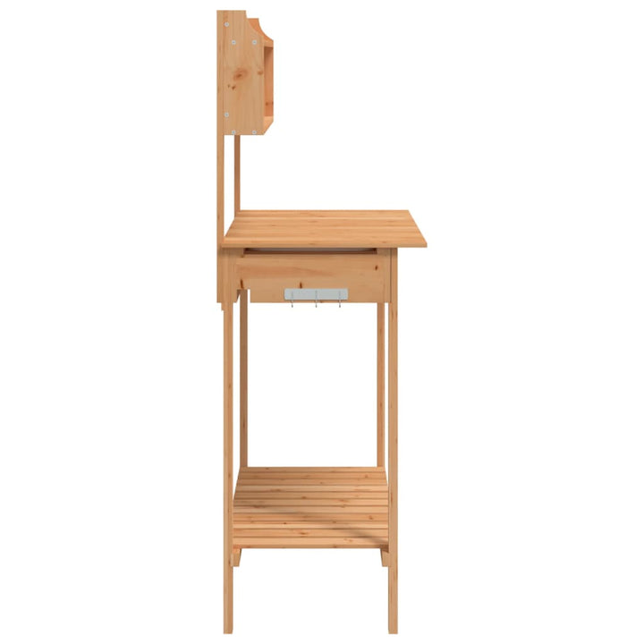 pottebænk med vask 147,5x44x139,5 cm massivt grantræ brun