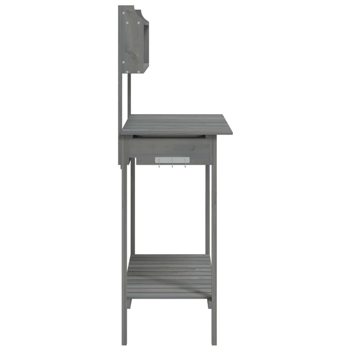 pottebænk med vask 147,5x44x139,5 cm massivt grantræ grå