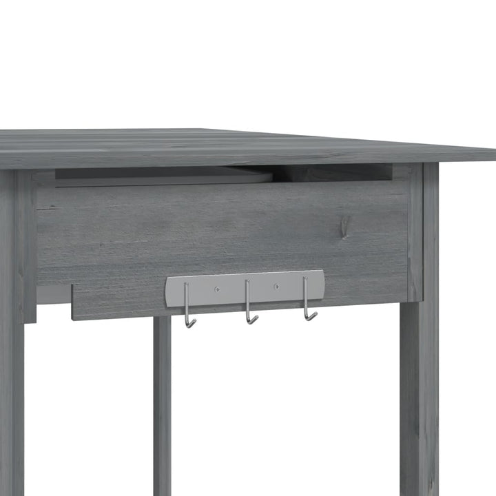 pottebænk med vask 147,5x44x139,5 cm massivt grantræ grå