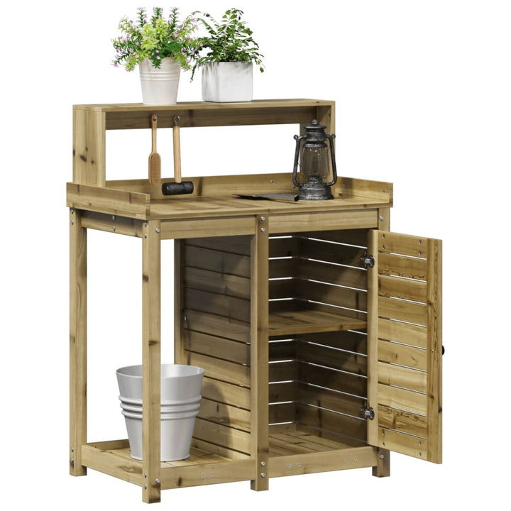 plantebord med hylder 82,5x50x109,5 cm imprægneret fyrretræ