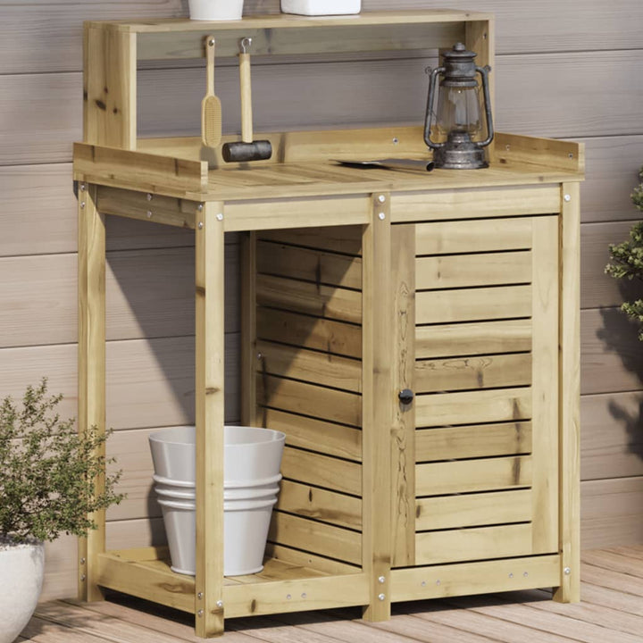 plantebord med hylder 82,5x50x109,5 cm imprægneret fyrretræ