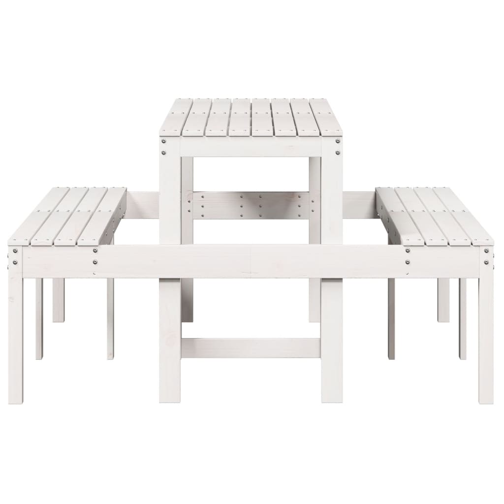 picnicbord 160x134x75 cm massivt fyrretræ hvid