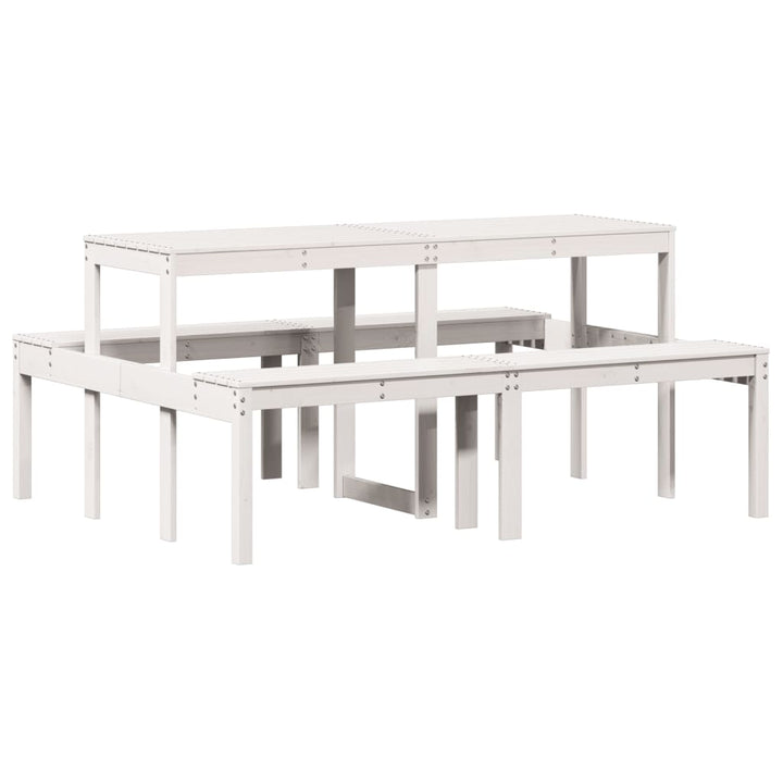 picnicbord 160x134x75 cm massivt fyrretræ hvid
