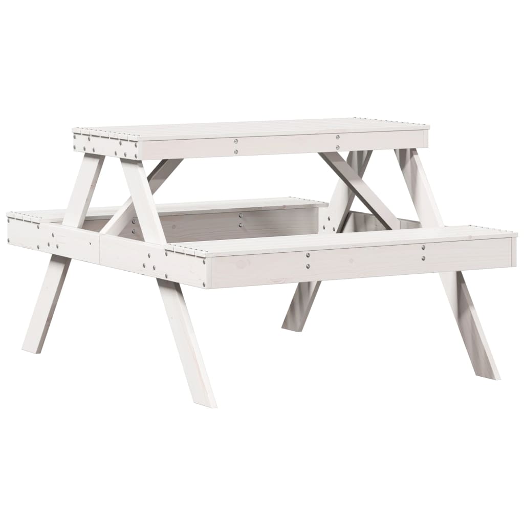 picnicbord 105x134x75 cm massivt fyrretræ hvid