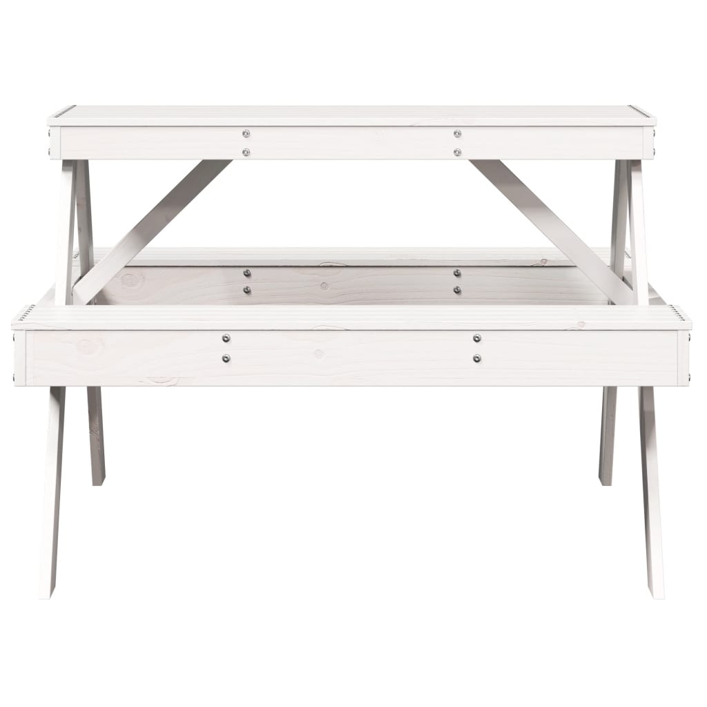 picnicbord 105x134x75 cm massivt fyrretræ hvid