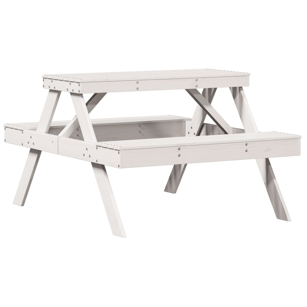 picnicbord 105x134x75 cm massivt fyrretræ hvid