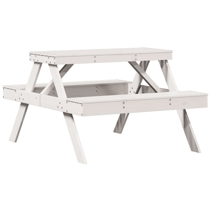 picnicbord 105x134x75 cm massivt fyrretræ hvid