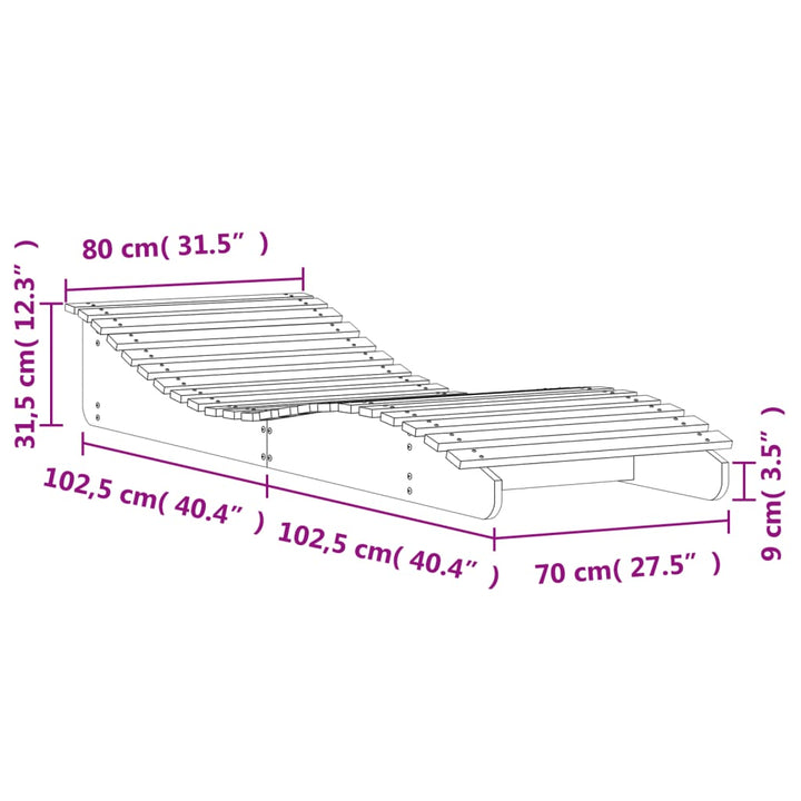 liggestol 205x80x31,5 cm massivt fyrretræ hvid