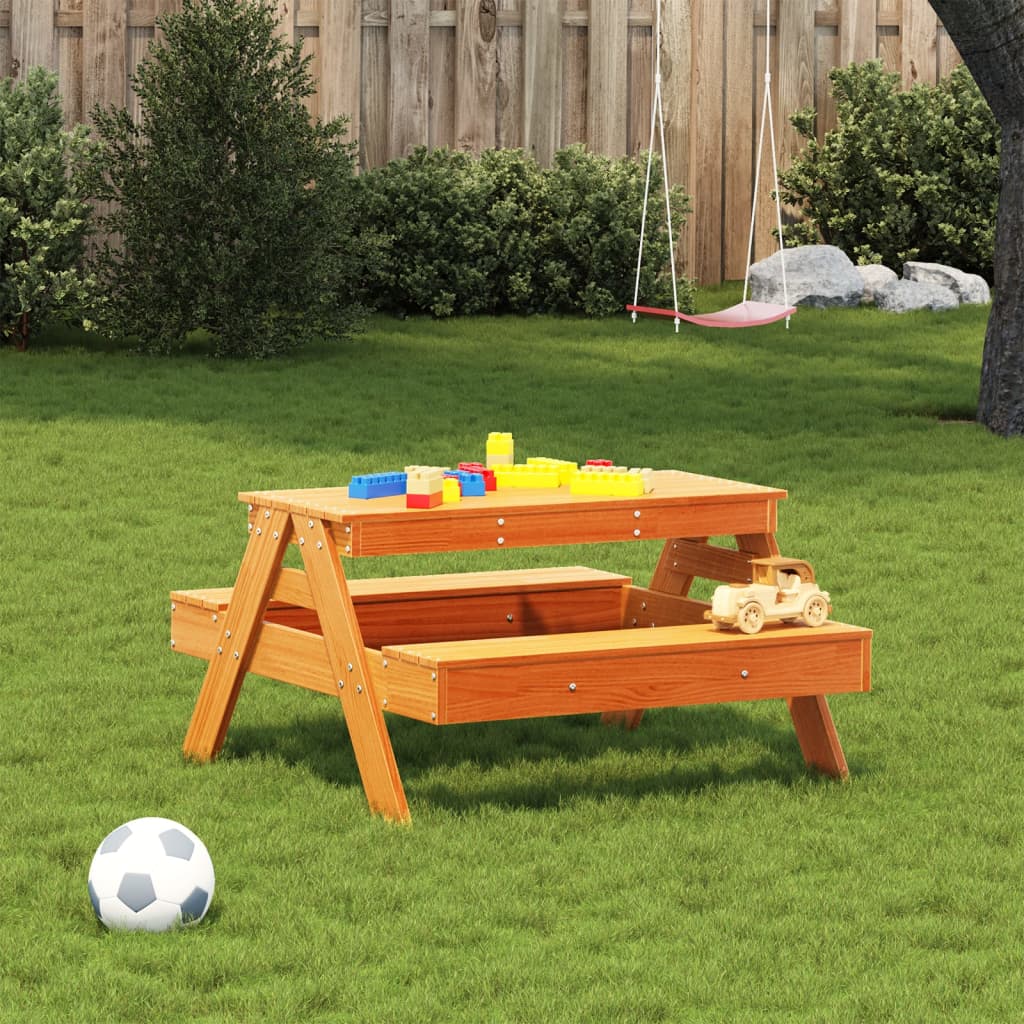 picnicbord til børn 88x97x52 cm massivt fyrretræ gyldenbrun