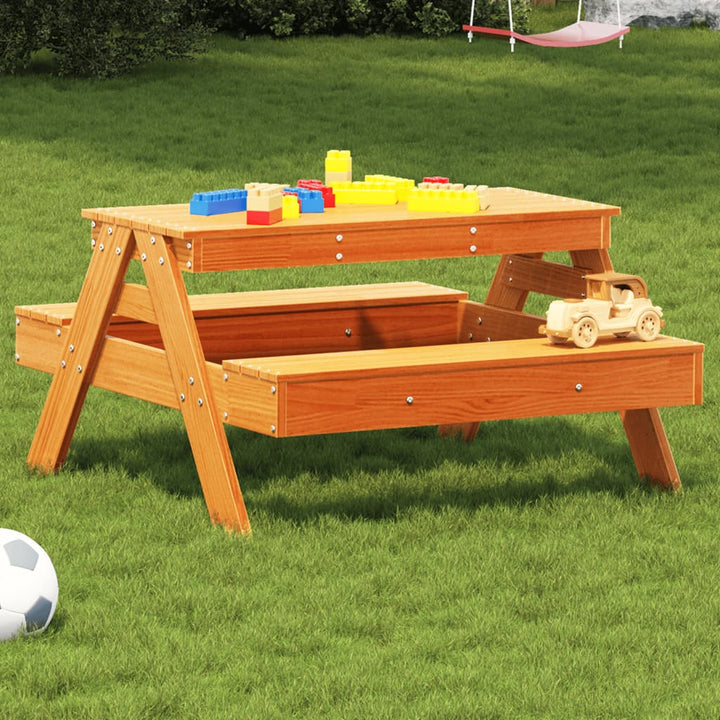 picnicbord til børn 88x97x52 cm massivt fyrretræ gyldenbrun