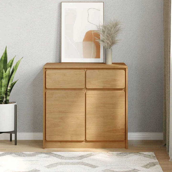 skænk SAUDA 80x43x75,5 cm massivt fyrretræ egetræsfarvet