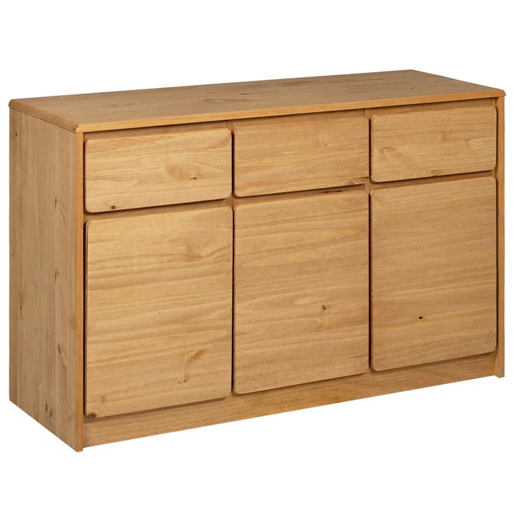 skænk SAUDA 114x43x75,5 cm massivt fyrretræ egetræsfarvet