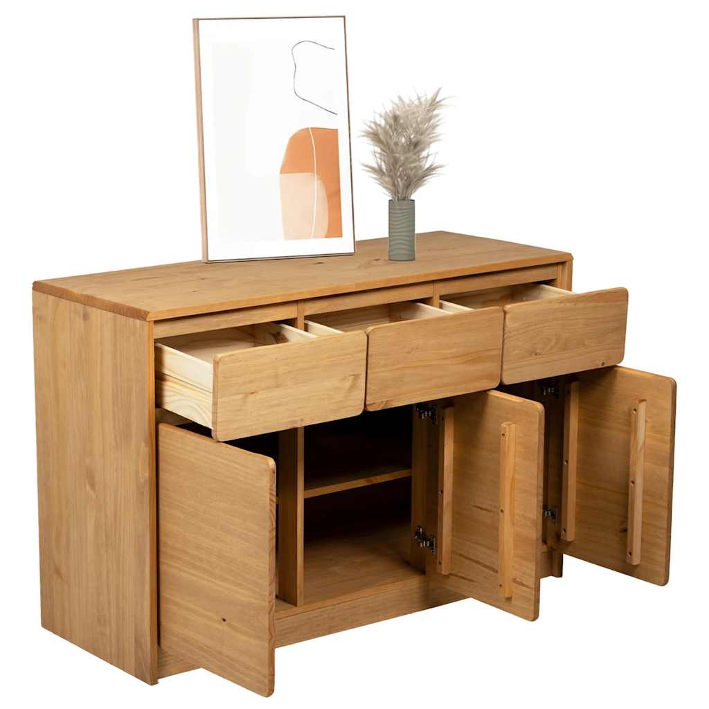 skænk SAUDA 114x43x75,5 cm massivt fyrretræ egetræsfarvet