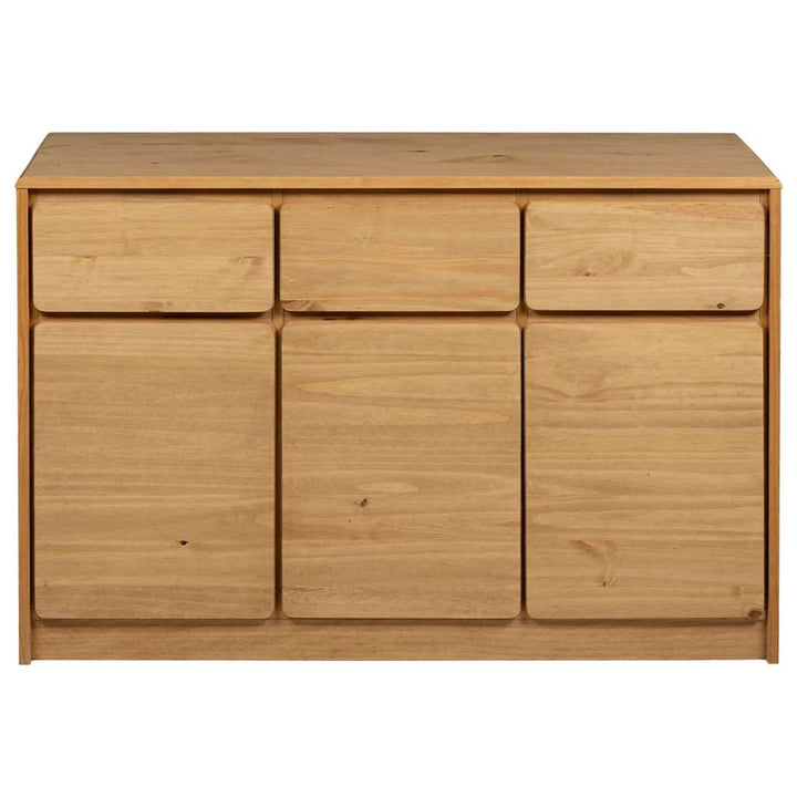 skænk SAUDA 114x43x75,5 cm massivt fyrretræ egetræsfarvet