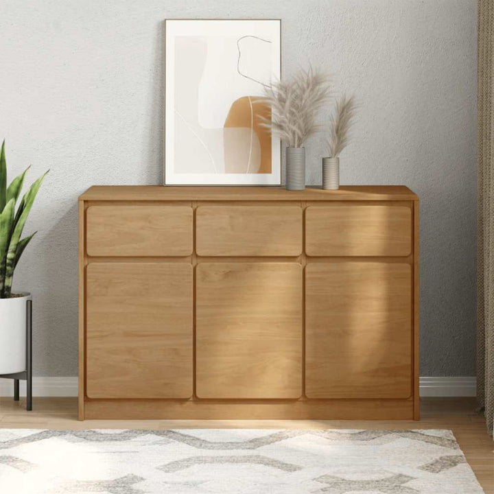 skænk SAUDA 114x43x75,5 cm massivt fyrretræ egetræsfarvet