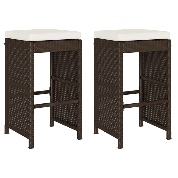 udendørs barstole med hynder 2 stk. polyrattan brun