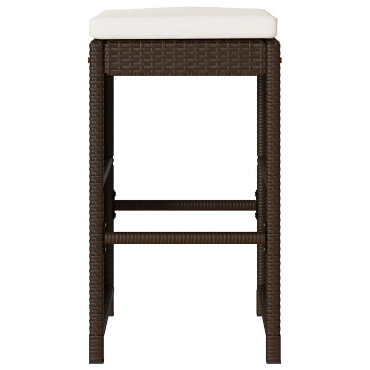 udendørs barstole med hynder 2 stk. polyrattan brun