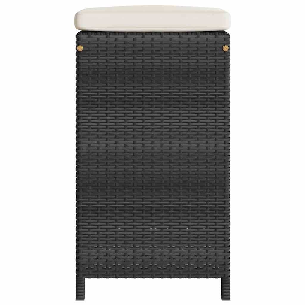 barstole til haven med hynder 2 stk. polyrattan sort