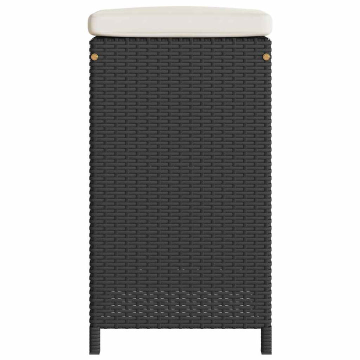 barstole til haven med hynder 2 stk. polyrattan sort