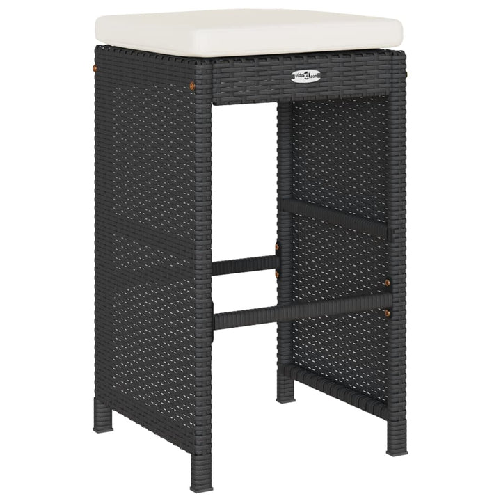 barstole til haven med hynder 2 stk. polyrattan sort