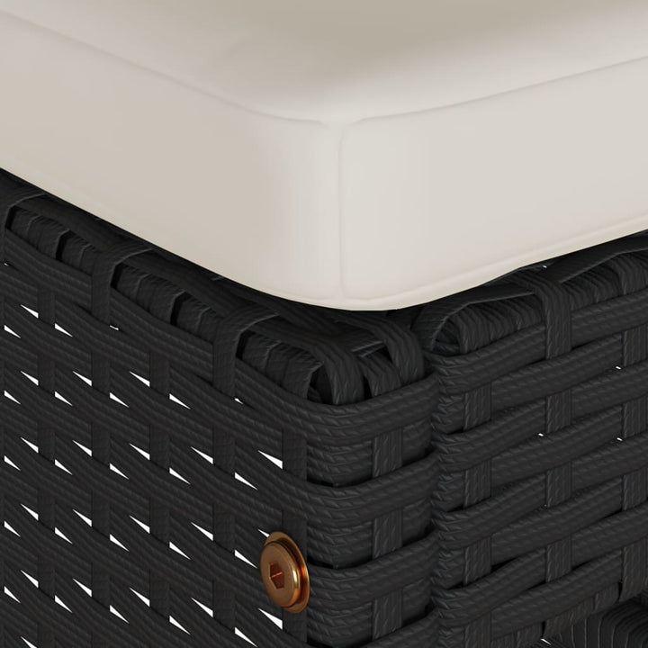 barstole til haven med hynder 2 stk. polyrattan sort