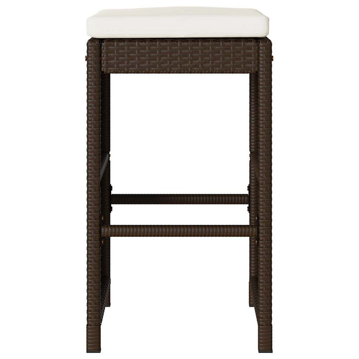 barstole til haven med hynder 4 stk. polyrattan brun