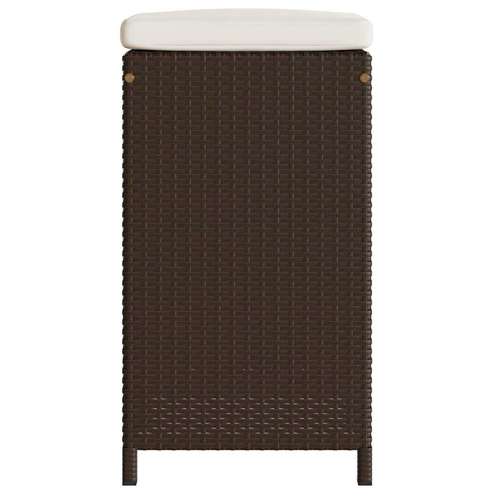 barstole til haven med hynder 4 stk. polyrattan brun