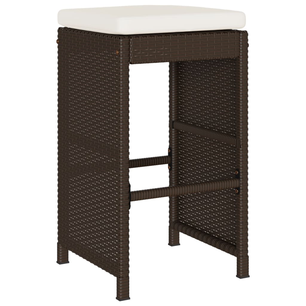 udendørs barstole med hynder 6 stk. polyrattan brun
