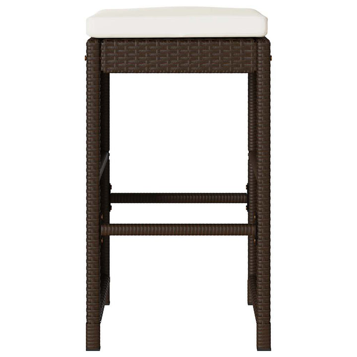 udendørs barstole med hynder 6 stk. polyrattan brun