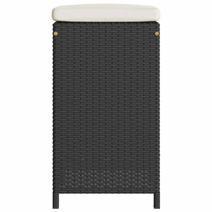 barstole til haven med hynder 6 stk. polyrattan sort