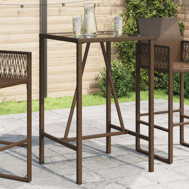 barbord til haven 70x70x110 cm polyrattan brun