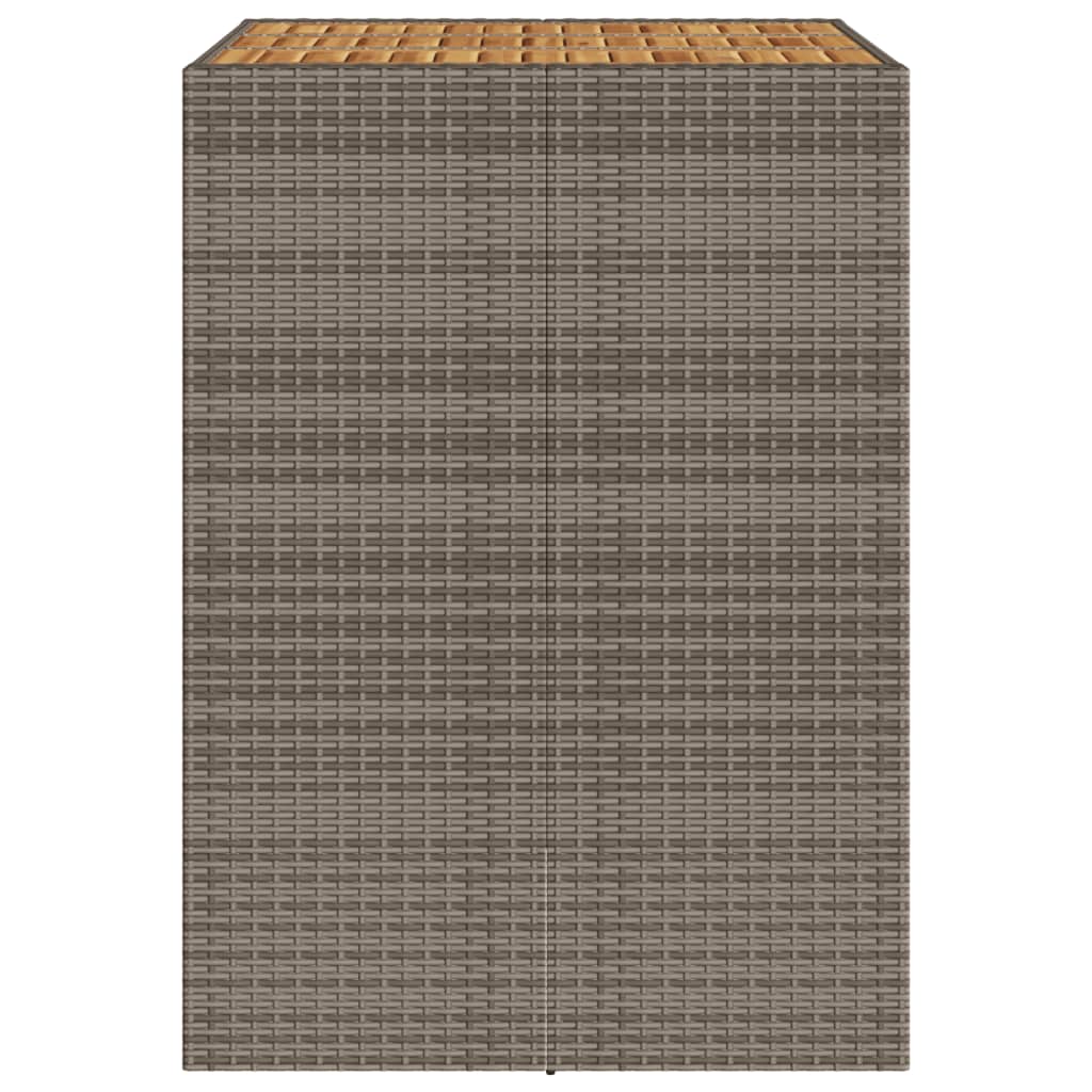 barbord til haven 105x80x110 cm akacietop polyrattan grå
