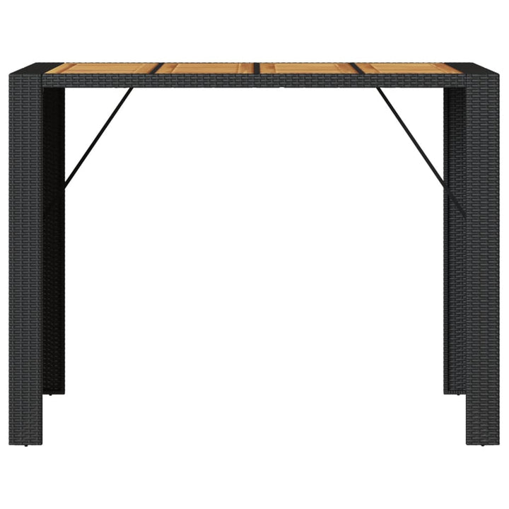 barbord til haven 145x80x110 cm akacietop polyrattan sort