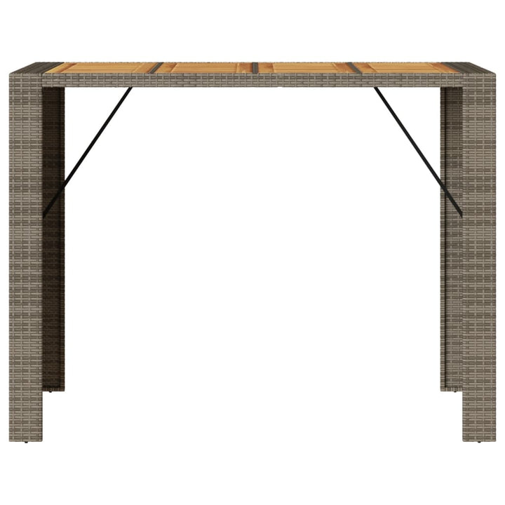 barbord til haven 145x80x110 cm akacietop polyrattan grå