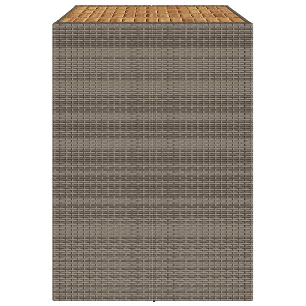 barbord til haven 145x80x110 cm akacietop polyrattan grå