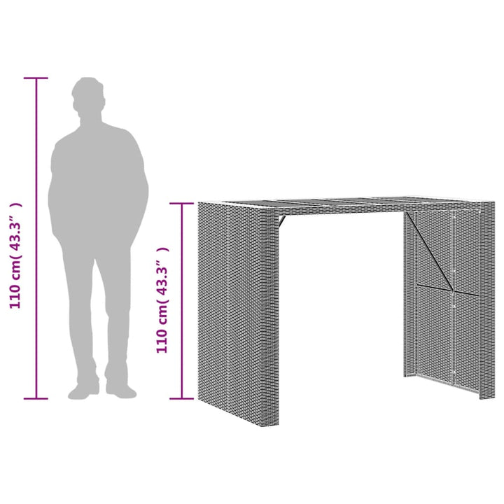 barbord til haven 145x80x110 cm akacietop polyrattan grå